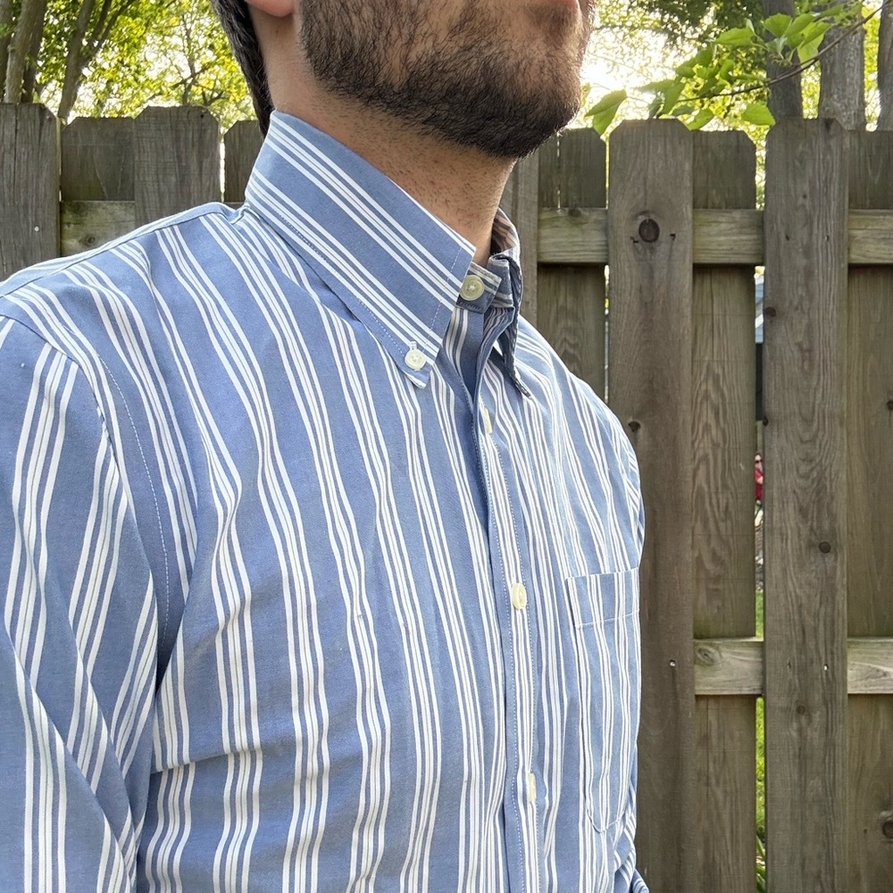 Brooks Brothers Classic Blue Striped Men's Shirt - Picture 4 of 5